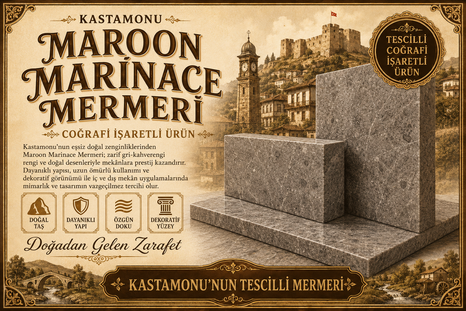 KASTAMONU MAROON MARİNACE MERMERİ