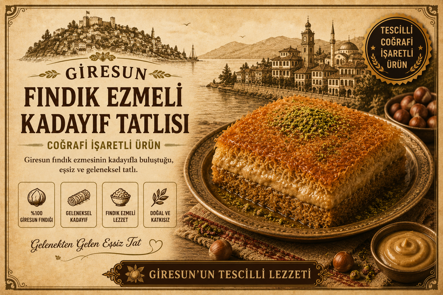 Giresun Fındık Ezmeli Kadayıf Tatlısı